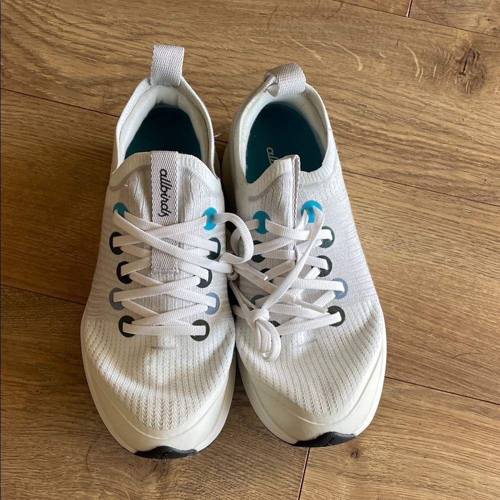 Allbirds White and Teal Athletic Sneakers